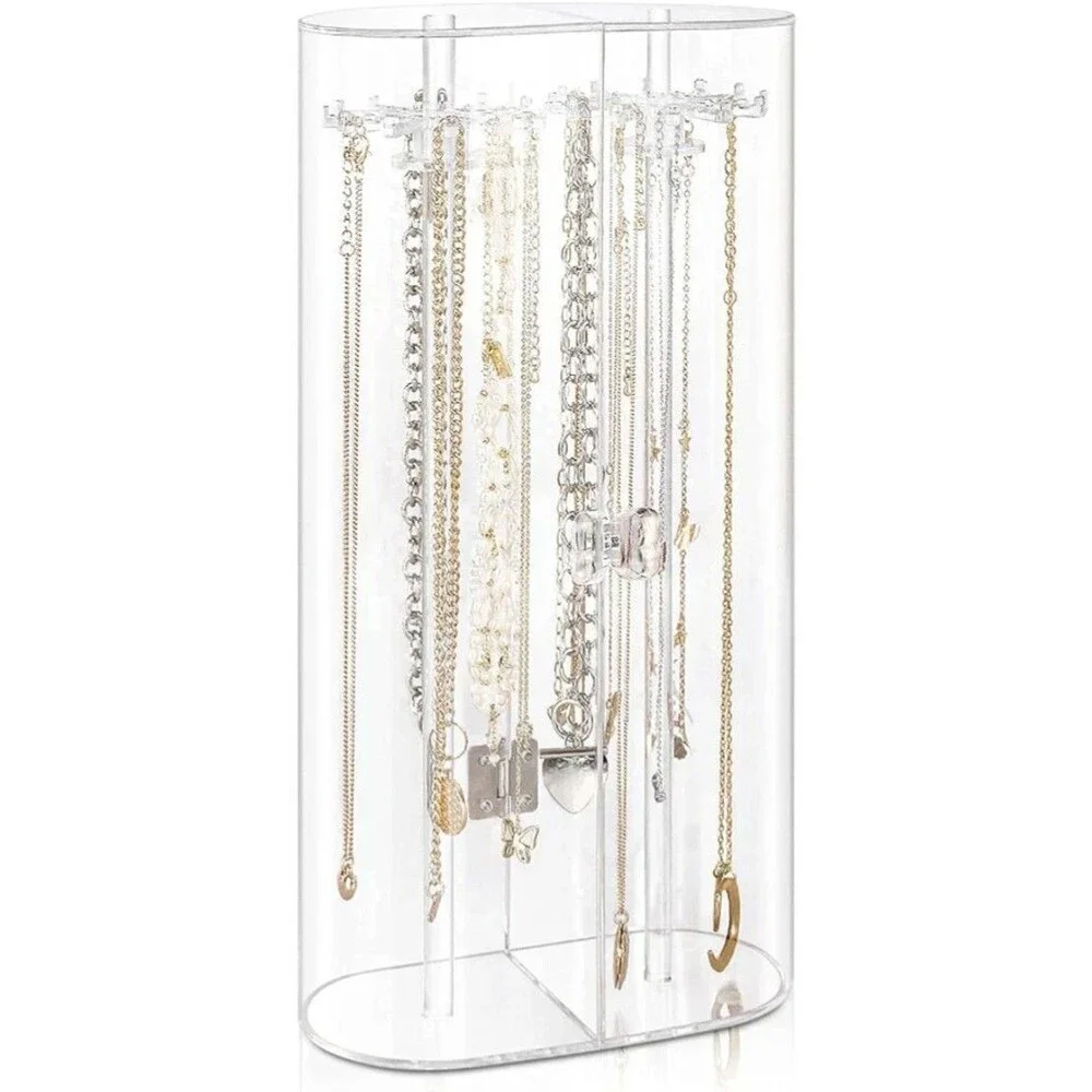 Acrylic Necklace Holder Necklace with 24 Hooks Decorative Storage Jewelry Holder